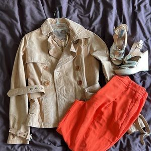 BERSHKA FREE SHIPPING Faux Leather Tan Jacket USED